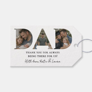 Moderne weiße Dad-Foto-Collage Vatertagsgeschenk Geschenkanhänger
