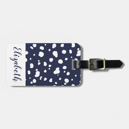 Moderne Weiße Dalmatiner und Marine Gepäckanhänger (Vorderseite horizontal)