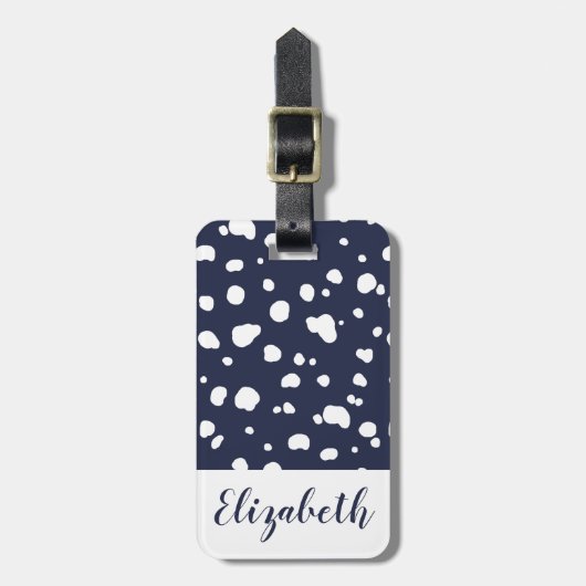 Moderne Weiße Dalmatiner und Marine Gepäckanhänger (Vorderseite vertikal)