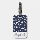 Moderne Weiße Dalmatiner und Marine Gepäckanhänger (Rückseite vertikal)