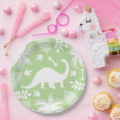 Moderne weiße Dinosaurier Bronto Silhouette u. Pappteller (Party)