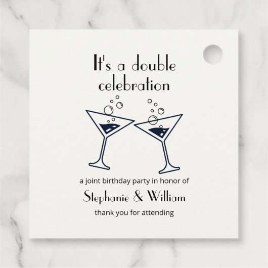 Moderne weiße Doppelfeier Geburtstag Geschenkanhänger (Rückseite)