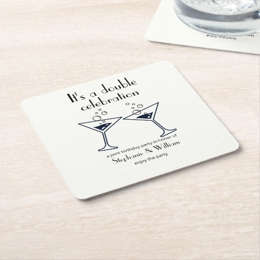 Moderne weiße Doppelfeier Geburtstag Rechteckiger Pappuntersetzer (angewinkelt)