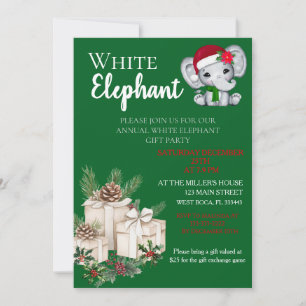 Moderne Weiße Elefant Kinder-Weihnachtsfeier  Einladung
