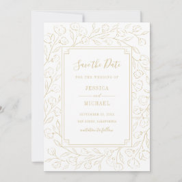 Moderne weiße Elegante Einfache Blumenhochzeit Save The Date