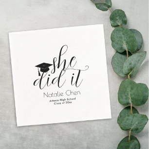 Moderne Weiße Elegante Schriftart Abschluss Napkin Serviette