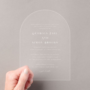 Moderne Weiße Elegante Typografie Christliche Hoch Acryleinladungen