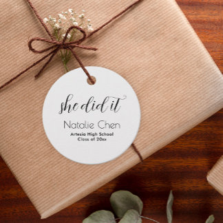 Moderne weiße Elegantin machte sie es Graduierungs Geschenkanhänger