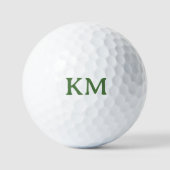 Moderne weiße Farbe | Initialen des Fern-Leaf-Mono Golfball (Vorderseite)