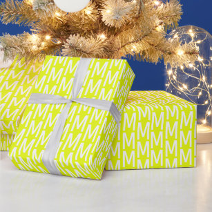 Moderne, weiße, farbige Monogramm-Geschenke Geschenkpapier