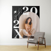 Moderne Weiße Fette Trendy Foto Abschlussfeier Wandteppich (Beispiel)