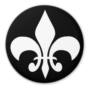 Moderne weiße französische Lilie Fleur-de-lis auf Keramikknauf