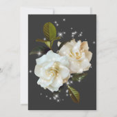 Moderne weiße Gärten auf Black Sparkle Wedding Einladung (Rückseite)