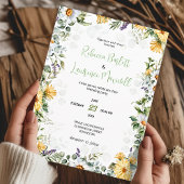 Moderne weiße gelbe Blumen Einladung zur Hochzeit