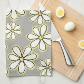 Moderne, weiße, gelbe Milben Grau Geschirrtuch (Viertel Falte)