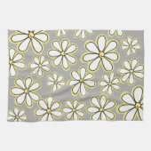 Moderne, weiße, gelbe Milben Grau Geschirrtuch (Horizontal)