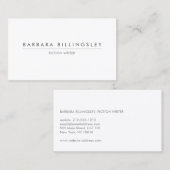 MODERNE WEISSE GESCHÄFTSKARTE FÜR AUTOREN & SCHREI VISITENKARTE (Vorne/Hinten)