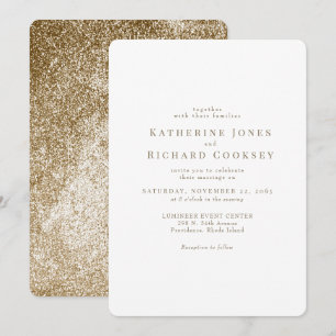 Moderne Weiße & Goldene Runde Glam Hochzeit Einladung