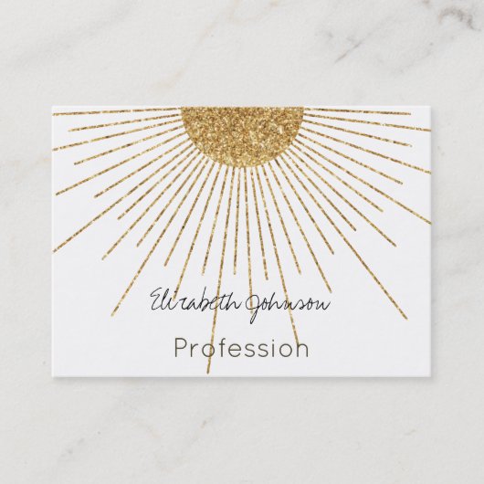 Moderne, weiße goldene Sonne Visitenkarte (Vorderseite)