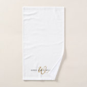 Moderne weiße Goldschrift-Monogramm Badhandtuch Set (Handtuch)