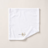 Moderne weiße Goldschrift-Monogramm Badhandtuch Set (Waschlappen)