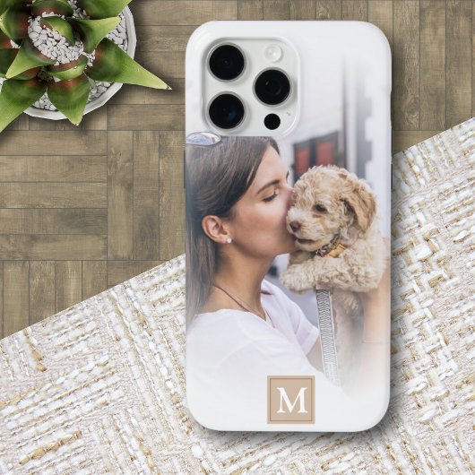 Moderne weiße Gradienten-Monogramm-Foto iPhone Hülle