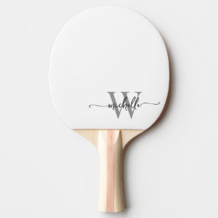 Moderne weiße graue benutzerdefinierte Monogramm-N Tischtennis Schläger