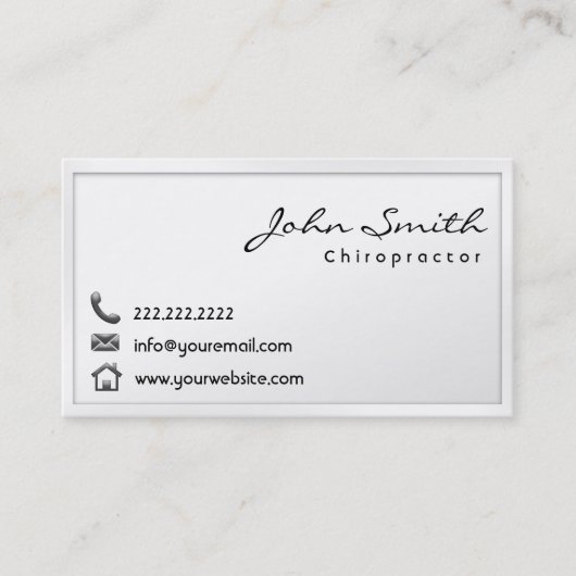 Moderne weiße Grenzchiropraktor-Visitenkarte Visitenkarte (Vorderseite)