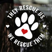 Moderne weiße Haustiere über Herzen retten wir sie Fensteraufkleber