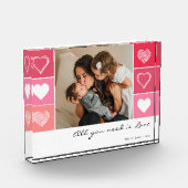 Moderne weiße Herzen Rot-Rosa Foto Valentine (Links)