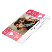 Moderne weiße Herzen Rot-Rosa Foto Valentine Magnet (Linke Seite)