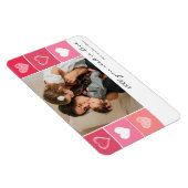 Moderne weiße Herzen Rot-Rosa Foto Valentine Magnet (Rechte Seite)
