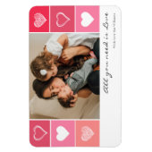 Moderne weiße Herzen Rot-Rosa Foto Valentine Magnet (Vertikal)