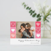 Moderne weiße Herzen Rot-Rosa Foto Valentine Postkarte (Stehend Vorderseite)