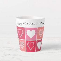 Moderne weiße Herzen Rot und Rosa Farben Valentine Milchtasse