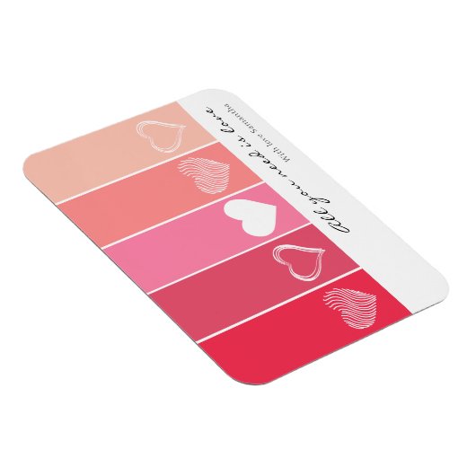 Moderne weiße Herzen Rot und Rosa Streifen Valenti Magnet (Rechte Seite)