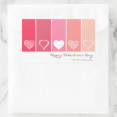 Moderne weiße Herzen Rot und Rosa Streifen Valenti Rechteckiger Aufkleber (Tasche)