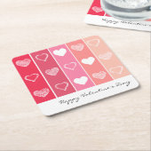 Moderne weiße Herzen Rot und Rosa Streifen Valenti Rechteckiger Pappuntersetzer (angewinkelt)