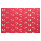 Moderne weiße Herzen, roter Hintergrund, Stoff (Fat Quarter (45,7 x 55,9 cm))