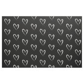 Moderne weiße Herzen, schwarzer Hintergrund Stoff (Fat Quarter (45,7 x 55,9 cm))