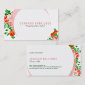 Moderne, weiße Hintergrundbilder und rosa Rosen Visitenkarte (Vorne/Hinten)