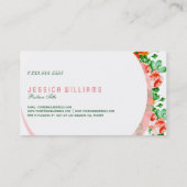 Moderne, weiße Hintergrundbilder und rosa Rosen Visitenkarte (Rückseite)