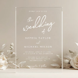 Moderne Weiße Hochzeit Acryleinladungen