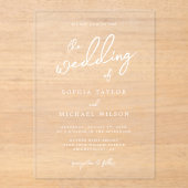 Moderne Weiße Hochzeit Acryleinladungen (Vorderseite)