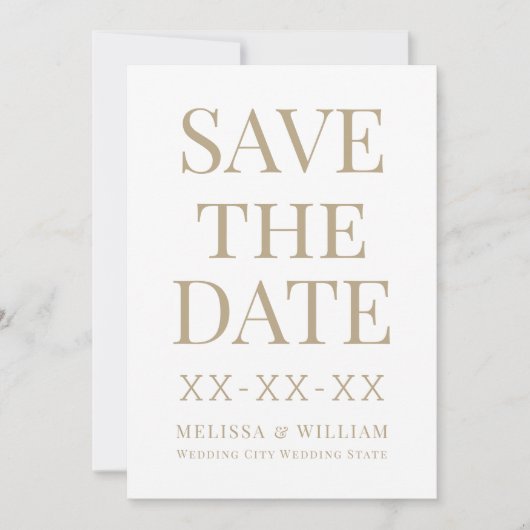 Moderne Weiße Hochzeit Save The Date (Vorderseite)