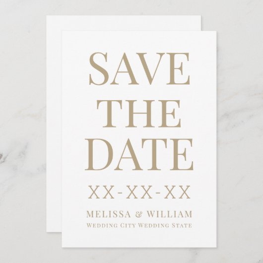 Moderne Weiße Hochzeit Save The Date (Vorne/Hinten)