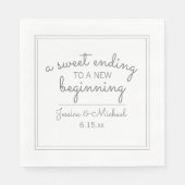 Moderne weiße Hochzeit Süß Unterwegs Serviette (Vorderseite)