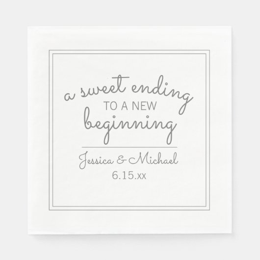 Moderne weiße Hochzeit Süß Unterwegs Serviette (Vorderseite)