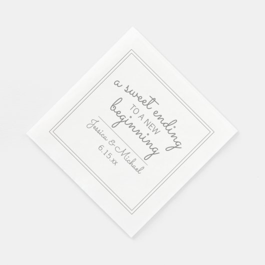 Moderne weiße Hochzeit Süß Unterwegs Serviette (Ecke)