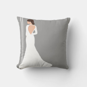 Moderne weiße Hochzeitskleid-Bling-Brautmoden Kissen
